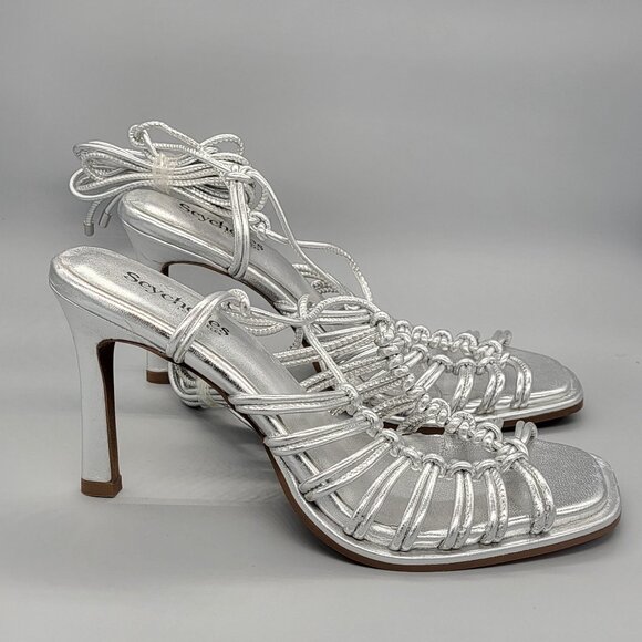 Seychelles Te Amo Silver High Heel Sandals NWOT - Picture 5 of 16